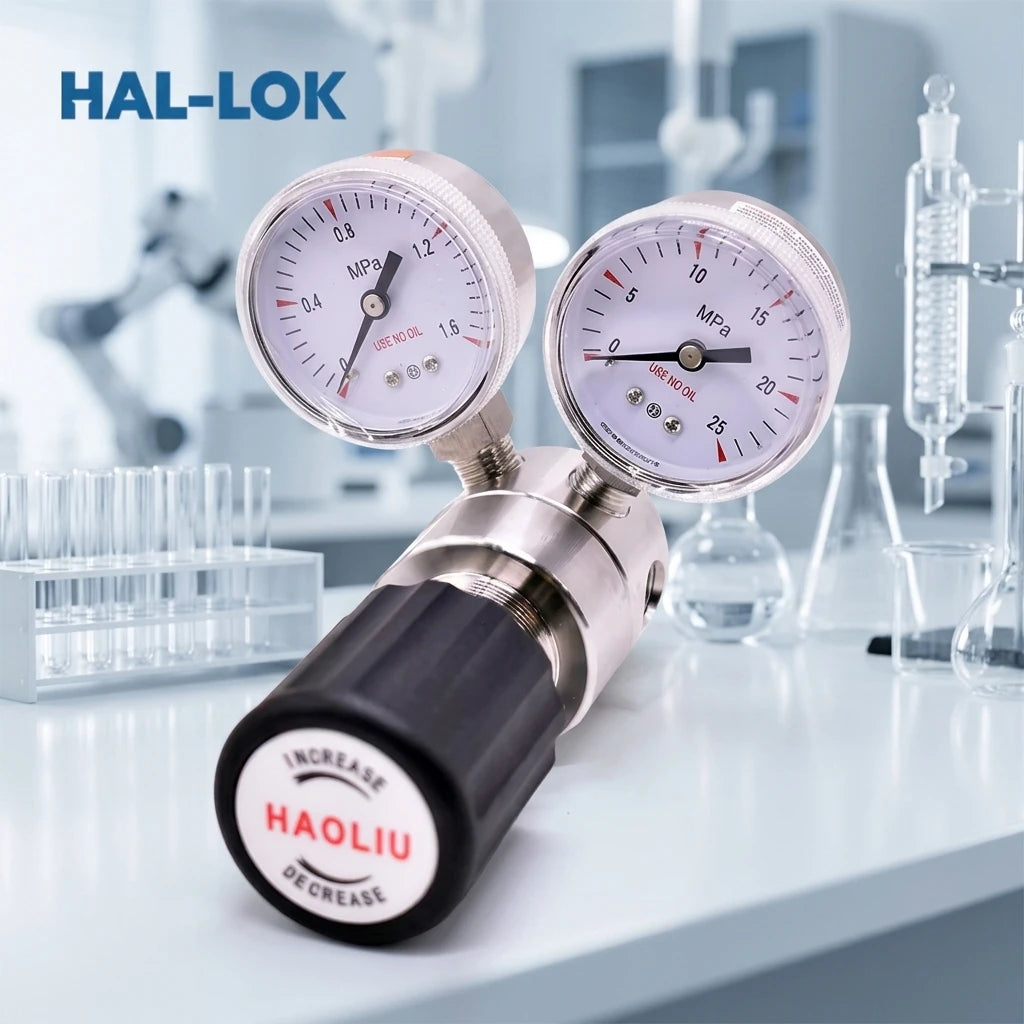 HAL-LOK HL8SL 316L Stainless Steel Diaphragm Double Gauge Manual Pneumatic Pressure Reducing Valve High-Performance Gas MegaBDM
