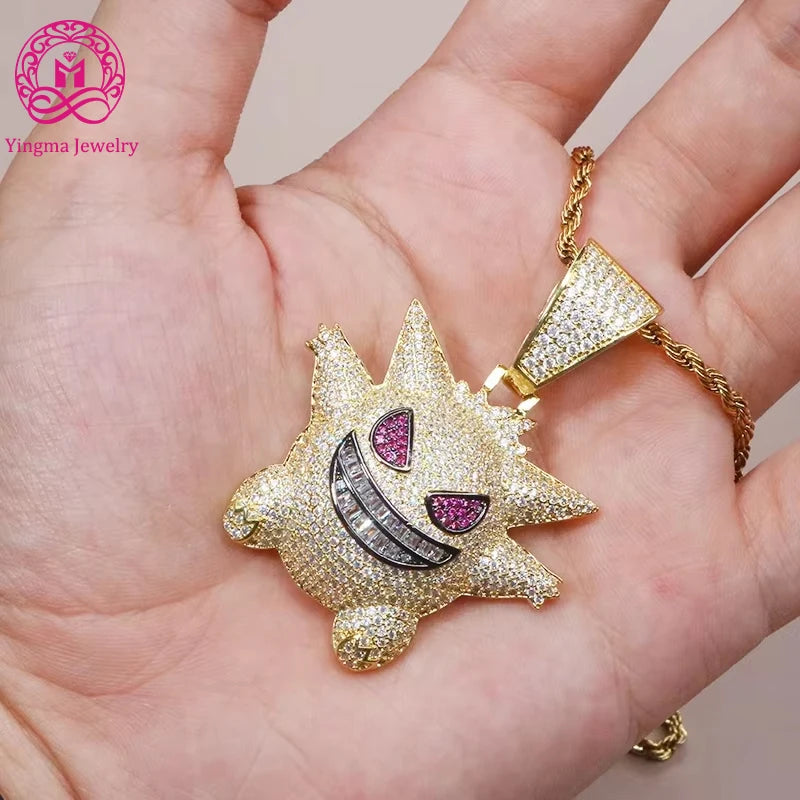 Customized Moissanite Iced Out Devil Pendant 925 Sterling Silver With Gold Plated Moissanite Hip Hop Necklace for Men