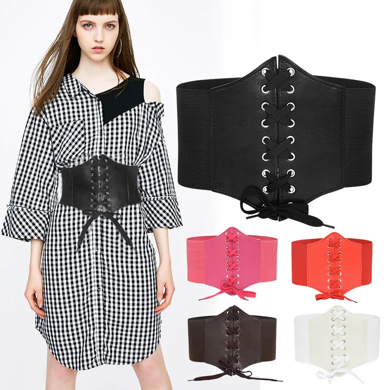 12cm Width Women Dress Belt Wide Adhesive Elastic Belt for Adult