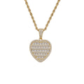 CN378 Heart Pendant Bling Bling Brass Setting CZ Hip Hop Necklace Iced Out Jewelry