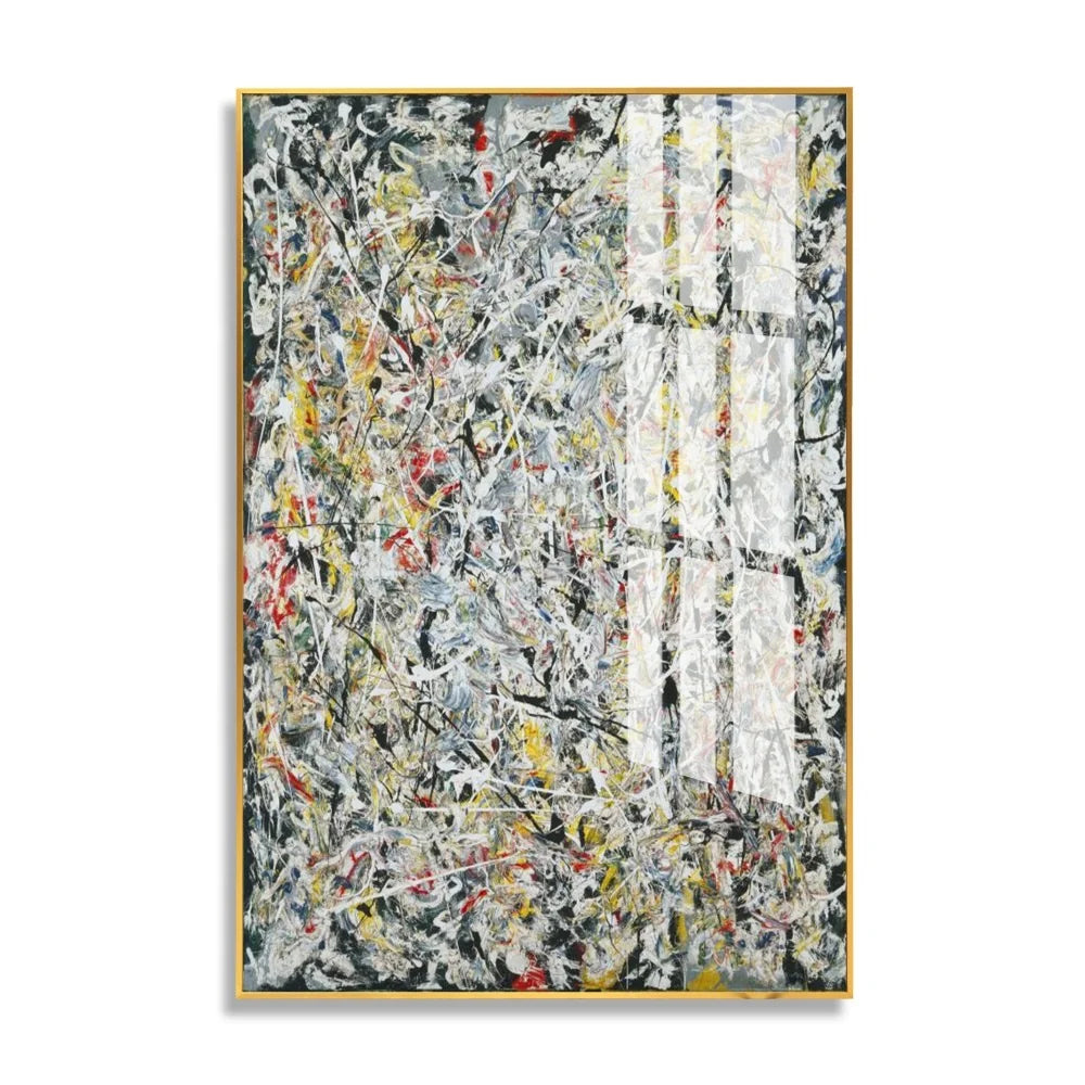 Golden Aluminum Alloy Frame 3D Painting Modern Art Abstract Style Crystal Porcelain Painting