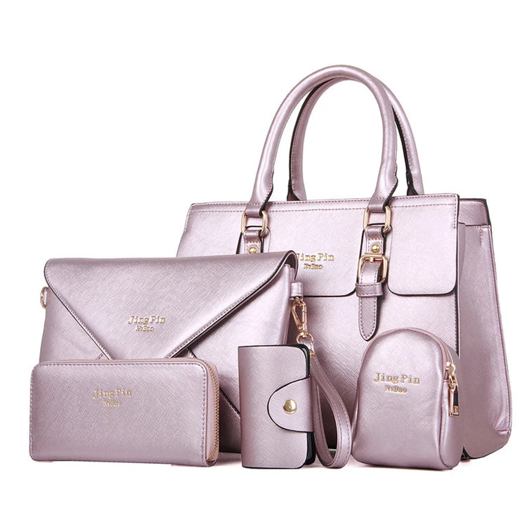 Fashion Designer Cheap Gold Capacity Women Pu Leather Tote Handbags Sets Pattern