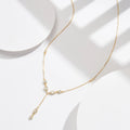 RINNTIN BQN18 Latest Fashion Jewelry 925 Silver 14K Gold Plated Lariat Long Chain Zircon Women Lariat Necklace Y-shaped Necklace
