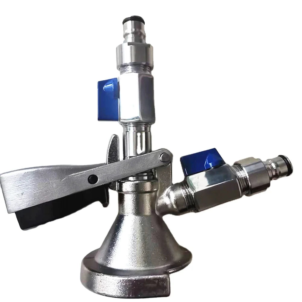A Type  Keg Coupler with Stainless Steel  Ball Lock Quick Disconnect Adapters and Stainless Steel  G5/8" Mini Ball Valve