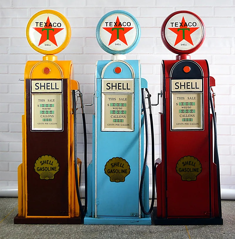 Vintage Metal Gas Pump Station Model Indoor/Outdoor Metal Crafts for Bar & Coffee Shop Decor Photography Props