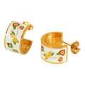 Women Daily Jewelry Gift New Arrival Trendy Elegant PVD 18K Gold Stainless Steel Bezel Setting Stud Enamel Flower Earrings