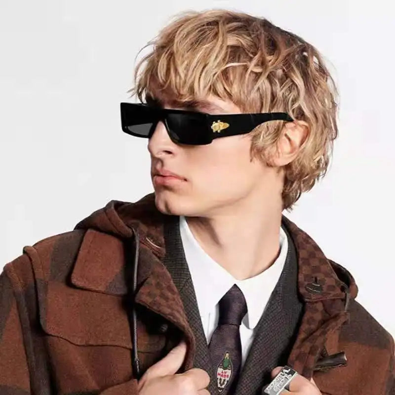 Unisex Retro Leopard Black Green Sunglasses Small Rectangle Square Frame UV400 Party Fashion Sun Glasses for Women