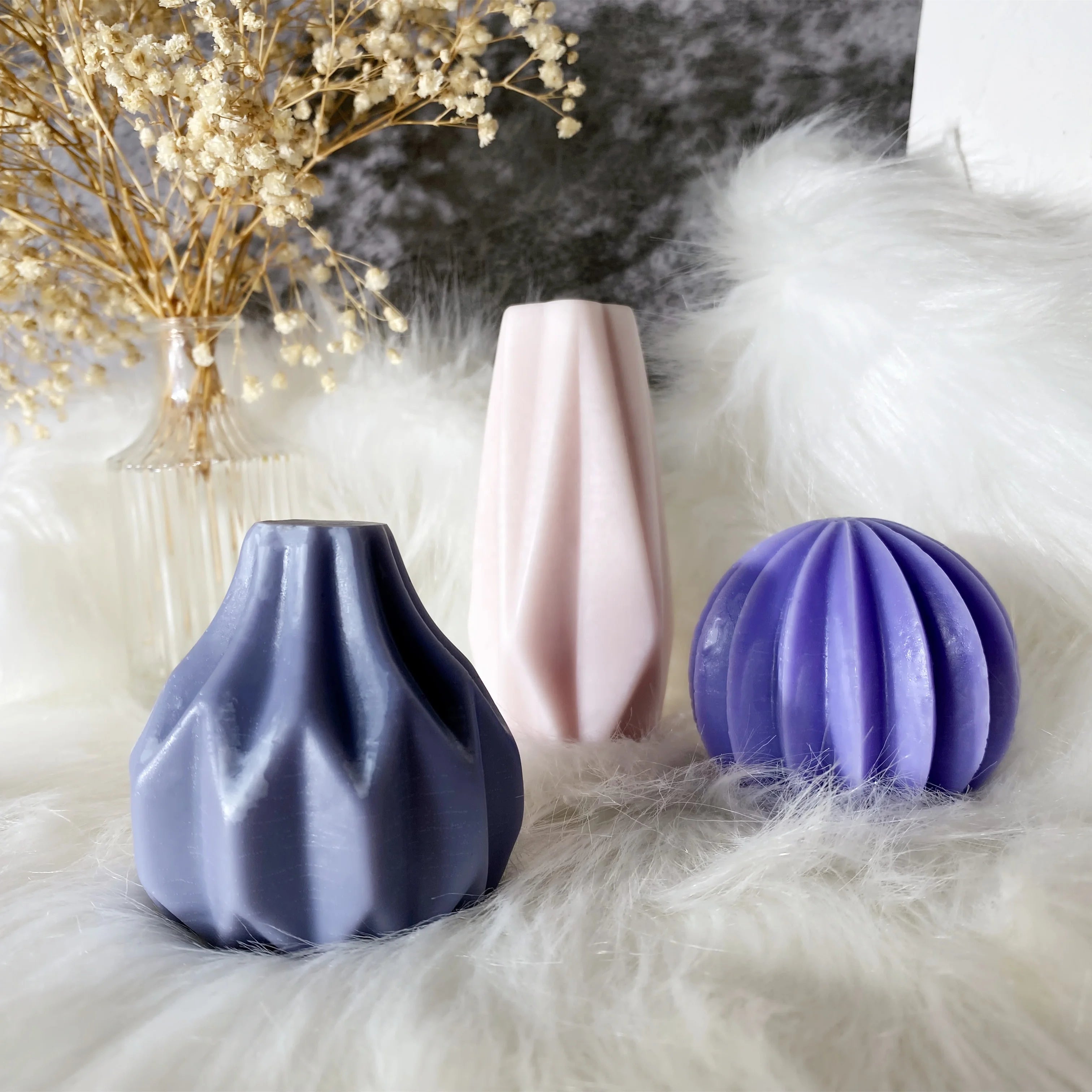 D-8148 Umbrella Shape Ball Candle Mold Silicone Mold Irregular Stars Fan Shape Pillar Candle Making Supplies Aroma Wax Mould