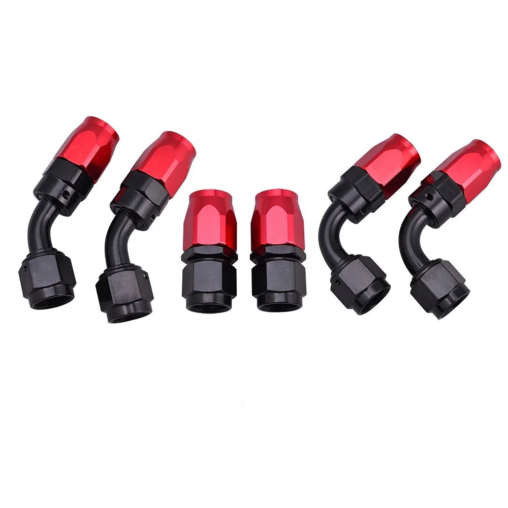 Aluminum AN4 AN6 AN8 AN10 AN12 Oil Hose End Adapter an Swivel Fuel Hose Fitting Red & Black