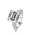 White and Yellow Color 5ct Asscher Moissanite Diamond 925 Setrling Silver Women Ring