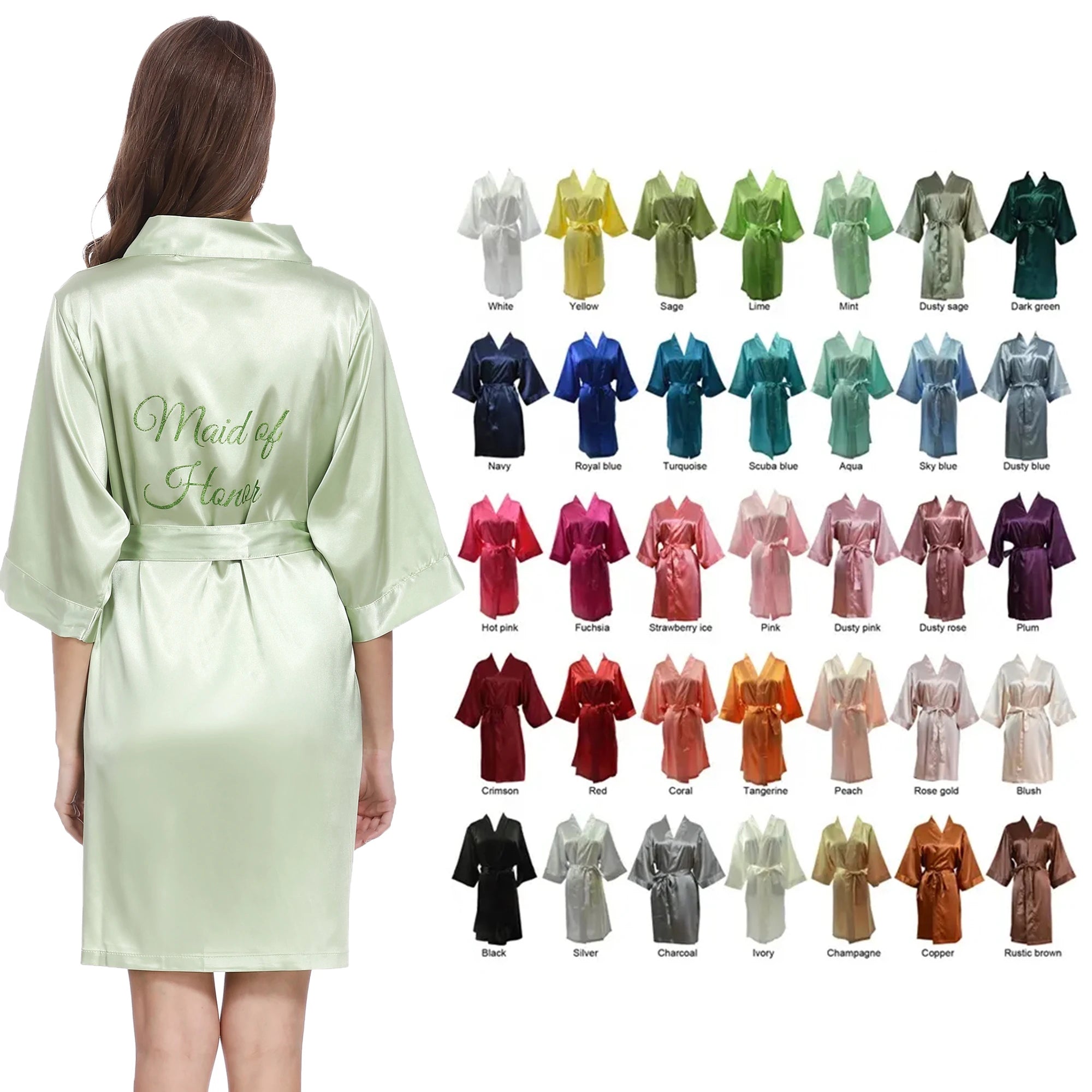 Wholesale Plus Size Personalized OEM Custom Luxury Bride Bridesmaid Women Satin Robe for Wedding Bridal Shower Party Kimono Robe