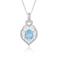 YBO 925 Sterling Silver Gemstone Topaz Necklaces for Women Fashion Hollow Pear Heart Pendants Geometric Trendy Weddings Parties