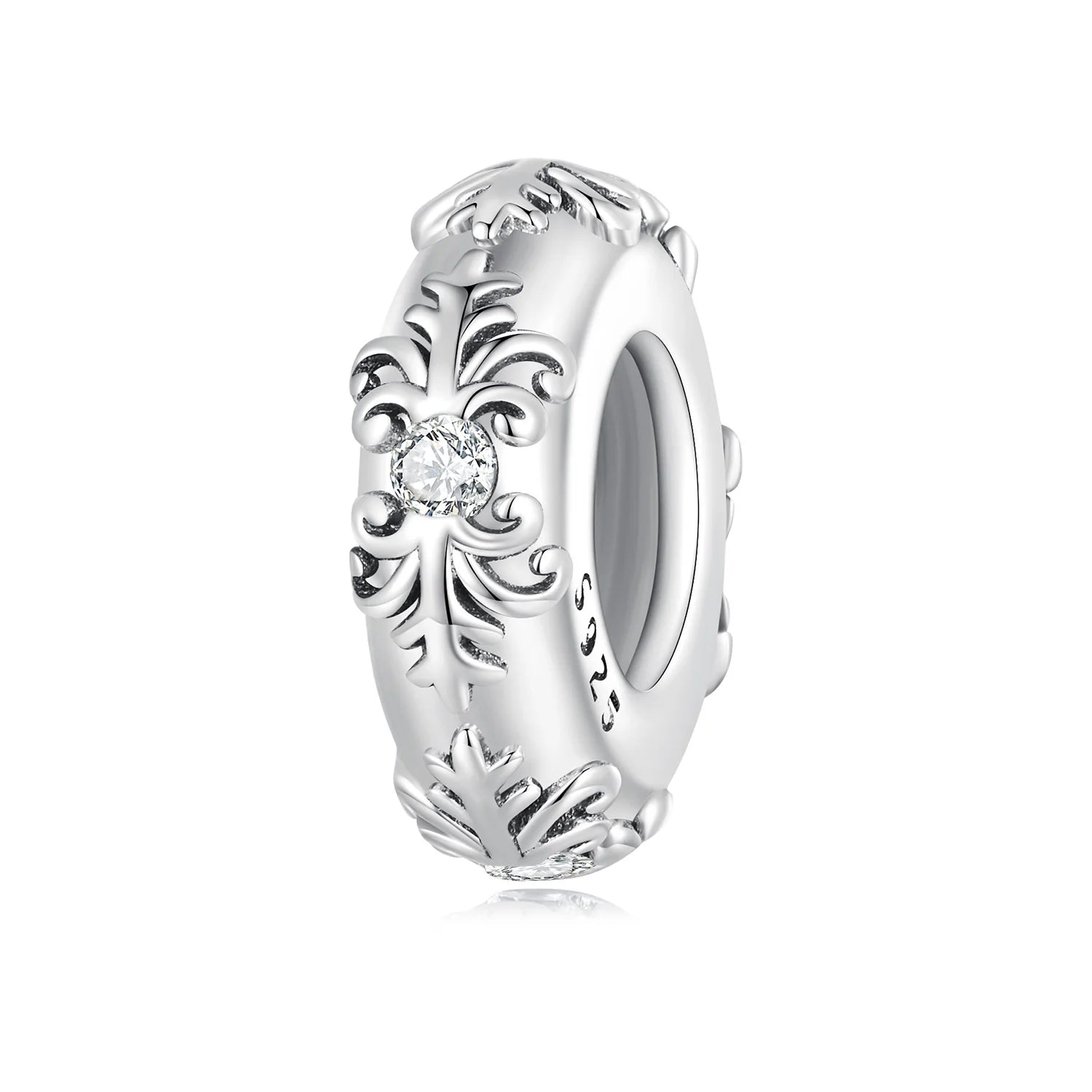 925 Sterling Silver Vintage Pattern Silicone Spacer Bead Charm Fit Bracelet DIY Woman Fashion Jewelry Accessories SCC2396