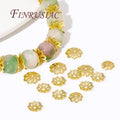 50Pcs/Lot 5mm 6mm 8mm Bead Caps for Jewelry Making 18K Gold Plated Brass Flower Bead Caps for DIY Bracelets Accessories Findings