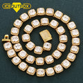 New High Quality Hip-hop Brass 11mm Wide Square Zircon Women Men's Bling Gold Chain Necklace