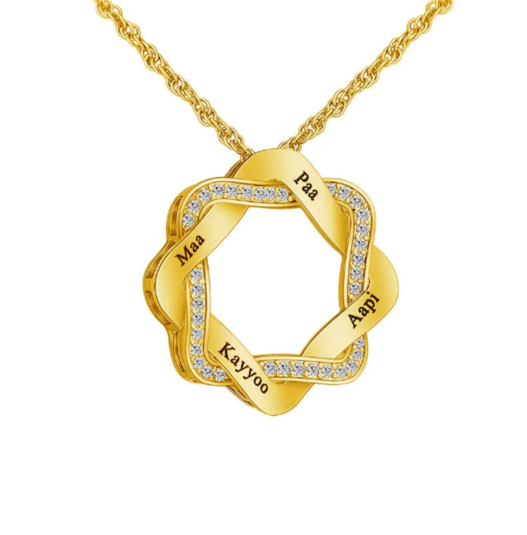 Square Superimposed Garland Pendant Personality Can Be Engraved Brass Necklace with Zircon Children's Punk Style