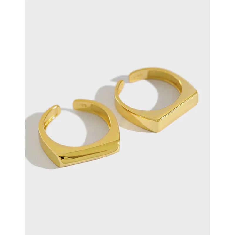 High Quality Classic Design S925 Sterling Silver Square Geometric Rings for Women  HJZ653