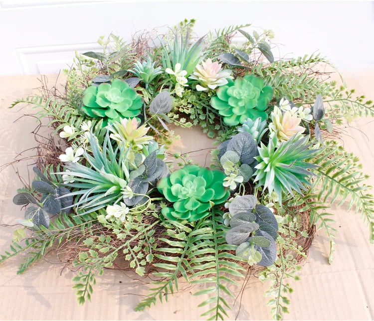 Hot Sell Spring Artificial Purple  Lavender Garland Flower Wreath for Front Door Home Decoration