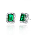 925 Silver Sterling Cubic Zirconia Stud Earrings for Women Lab Grown Emerald Stylish Jewelry Weddings Gifts Parties Engagements