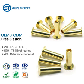 Saitong Hardware Flat Head Semi Hollow Brass Rivets ISO9001 for Luggage Belt Application