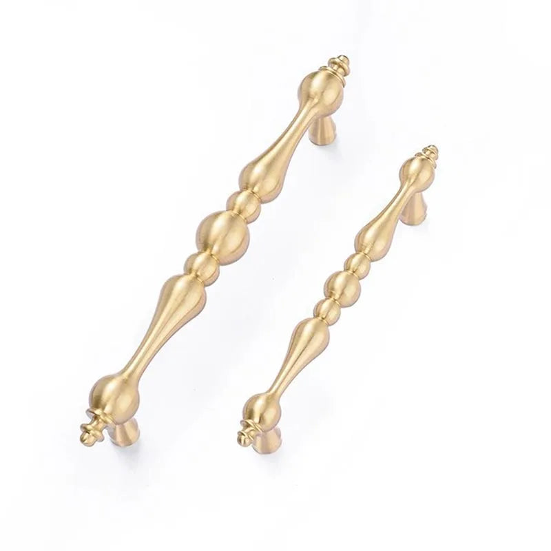 Luxury French Style Single Hole Retro Nordic Gold Chrome-Plated Brass Drawer Handle Wardrobe Door Handle for Cabinets