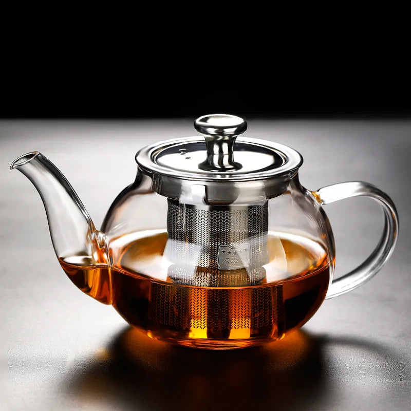 Modern 1200ml Clear Glass Teapot with Removable Stainless Steel Infuser Basket Eco-Friendly Coffee/Tea Sets