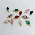 Oval Copper Gold Plated Earrings Pendant Zircon Double Hook Crystal Glass Rhinestone Beads Binding Bracelet Pendant Charms