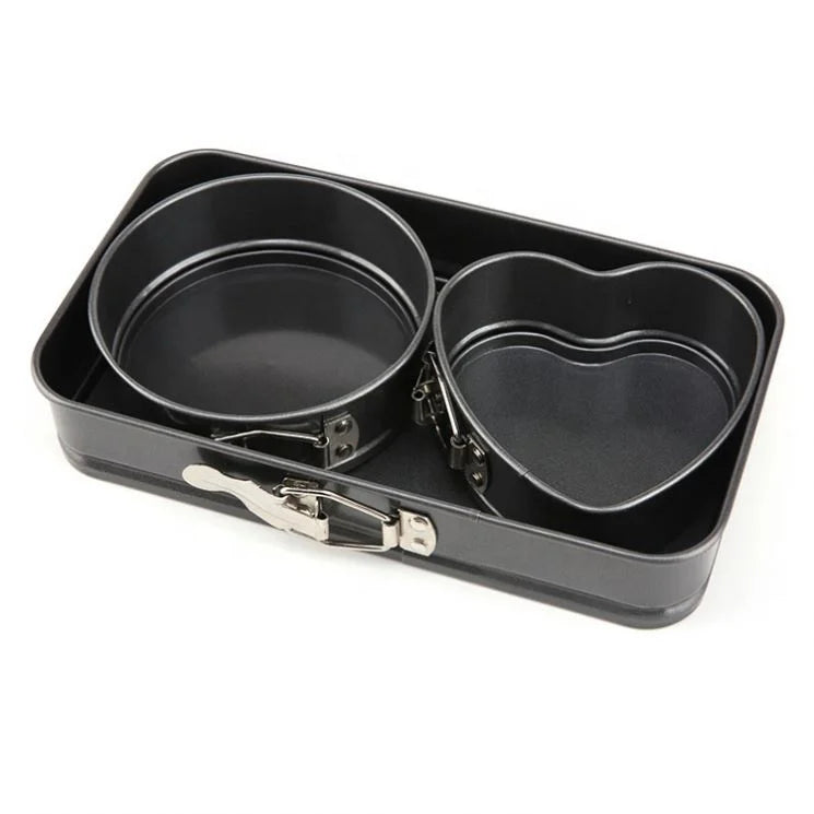 Top Seller 2025 Kitchen Accessories Baking Tools Square Round Heart Mini Cake Mold Three-Piece