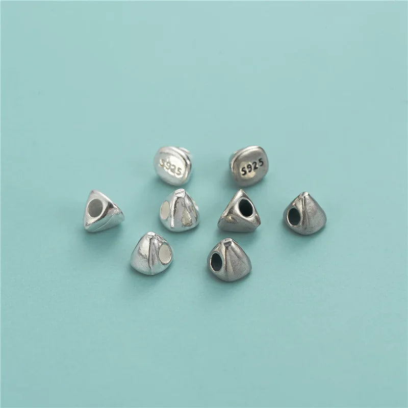 Wholesale Unique Loose Beads 925 Sterling Silver Geometry Triangle Charm Beads for Jewelry Making Accessories