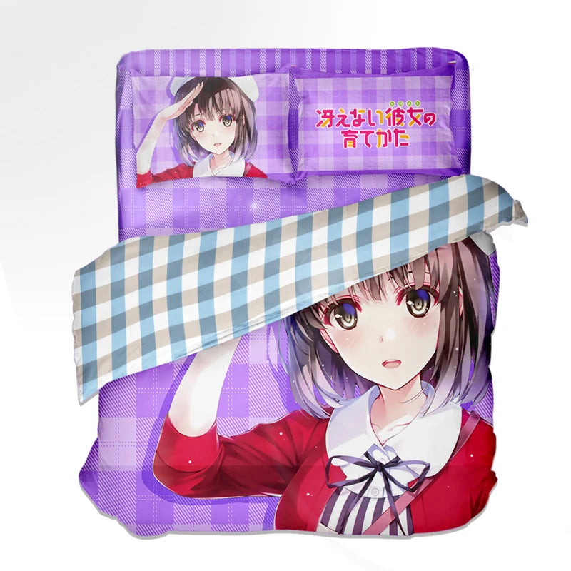 Wholesale 100% Cotton Linne Multicolor 3D Print Satin Luxury 4pcs Anime Custom Bedding Bed Sheet Set with Pillow case