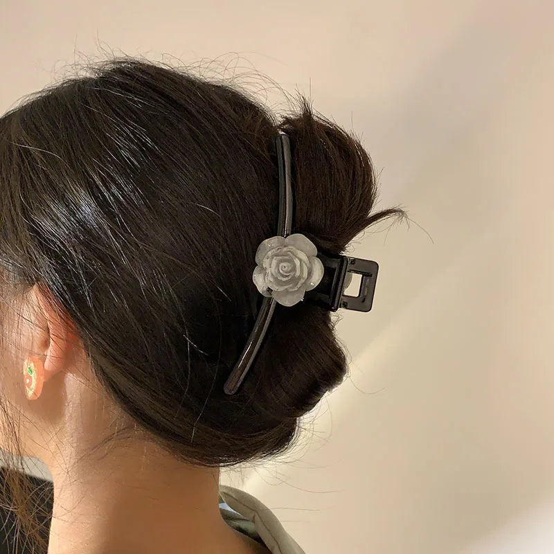 Fashion Elegant Camellia Hair Clips Large Flower Hair Claws Women's Elegant Hair Accessory for Women