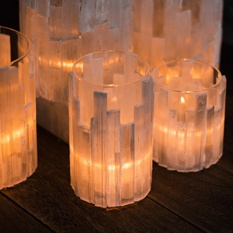 Wholesale Gypsum Selenite Bar Candleholder Crystal Candlestick for Hotel Home Decoration
