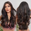 Factory Wholesale Color Wigs Wavy Synthetic Wigs Black Wigs Red Striped Hair Natural Soft Smooth Tangle Free