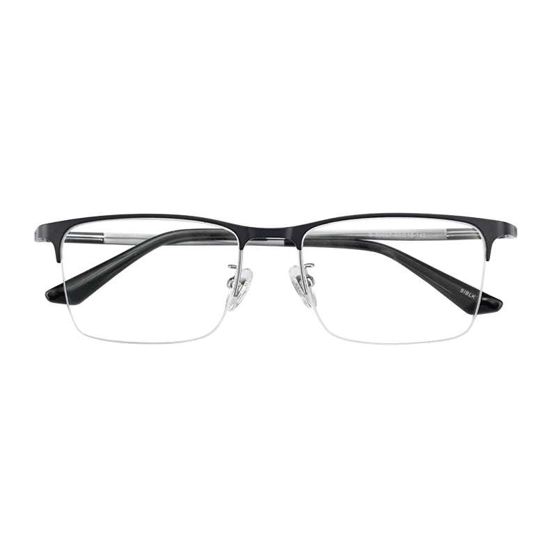 Men's Ultralight Titanium Half Rim Optical Eyeglasses Frames Fashion Square Business Design with Diamond Face Shape Match