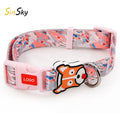 SinSky Neck Protection Latex Colorful Printing Dog Collars Custom Logo Nylon Pet Dog Collar with Cute Dog Shape Buckle