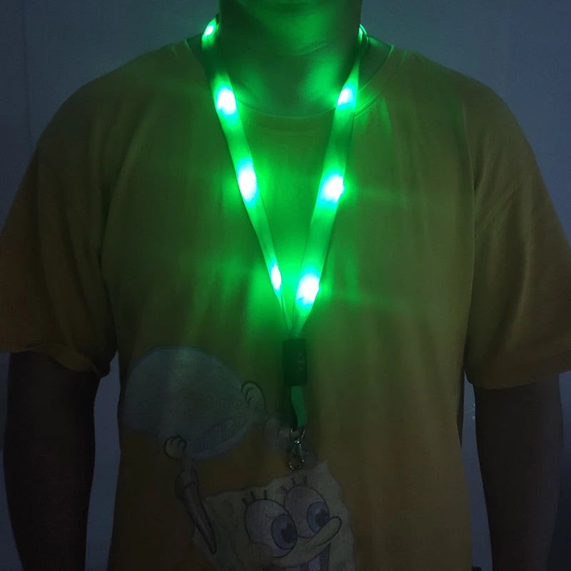 LED Neon Carnival Lanyard Light-Up Nylon Necklace for Christmas Parties