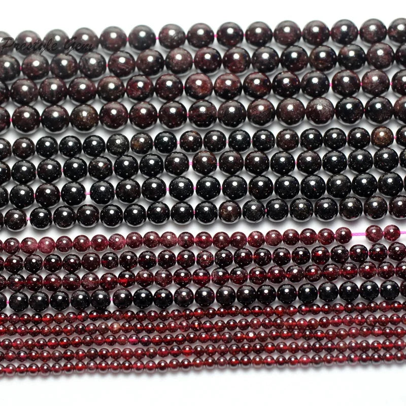 Wholesale Natural Red Garnet Smooth Round Loose Gemstone Beads for Jewelry DIY Making