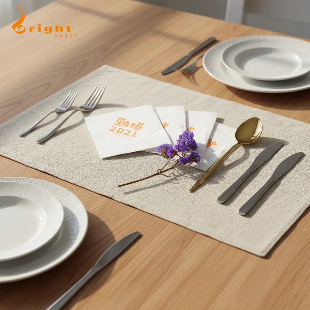 OEM MAAZA 2-Ply Virgin Wood Pulp White 4-Fold Napkin Tissue Paper Custom Logo Manufacturers' Lunch/Dinner Bag Style