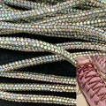Lucky Customized  6 Rows with SS2.5 SS3 SS4 SS5 SS6  Full Rhinestone Tube Rope Rhinestone Rope Tape  for Hoodies and Shoes Belt