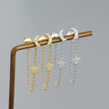 SP Long Tassel Earrings Jewelry 18K Gold Plated 925 Sterling Silver Rhinestone Moon and Star Long Chain Stud Earrings