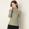 High Quality Winter Solid Color Round Collar Pullover  Half High Collar Long Sleeve Wool Undershirt Sweater Woman