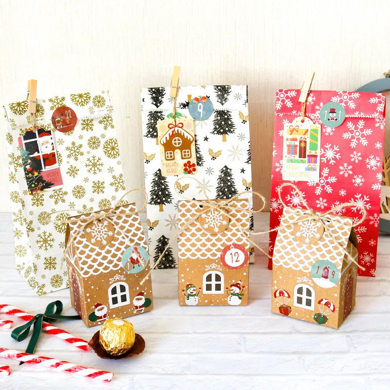 24 Sets Superior Handmade Customized Designs Kraft Paper Christmas Ornaments for Christmas Holiday Home Decoration YY Brand