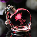 Wedding Valentine Birthday or Christmas Gifts 3d Laser Engraved Led Light up  Luminous Heart Crystal Keychain