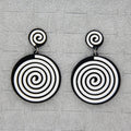 Dangle Earrings Black White Spiral Acrylic Drop Earrings Hip Hop Round Coil Resin New Punk for Women Jewelry Trends 1 Pair FS
