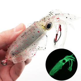 S031 60g UV Glow Fishing Soft Lure Octopus Calamar Sea Fishing Wobbler Bait Squid Jigs Fishing Lures Silicone Lure