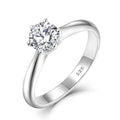 Professional Manufacture Classic Six 925 Silver Plated Claw Round Cut Rings 0.7Ct Moissanite Zircon Rings