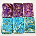 Natural Smooth Gemstone Turquoise Imperial Jasper Rectangle Sea Sediments Pendant for Jewelry Making