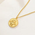 MICCI Wholesale Original Design Emboss Coin Pendant Stainless Steel Honey Animal Jewelry PVD Plated 18K Gold Bumble Bee Necklace