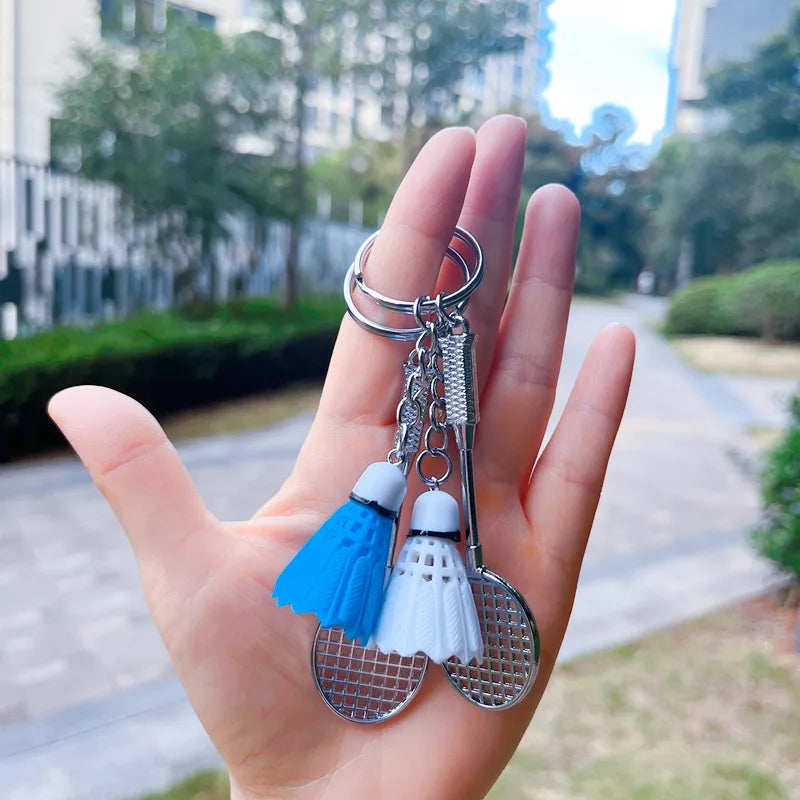 Doll Miniature Badminton Metal Mini Badminton Racket Keychain Keyring Sport Series Key Chain