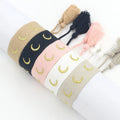Ethnic Style Colorful Webbing Embroidered Golden Thread Crescent Pattern Wrap Bracelet